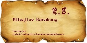 Mihajlov Barakony névjegykártya